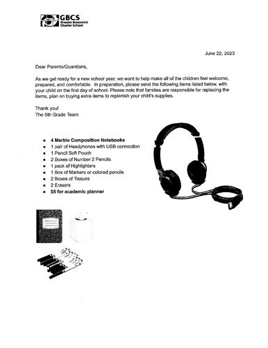 5th Grade Supplies 23-24